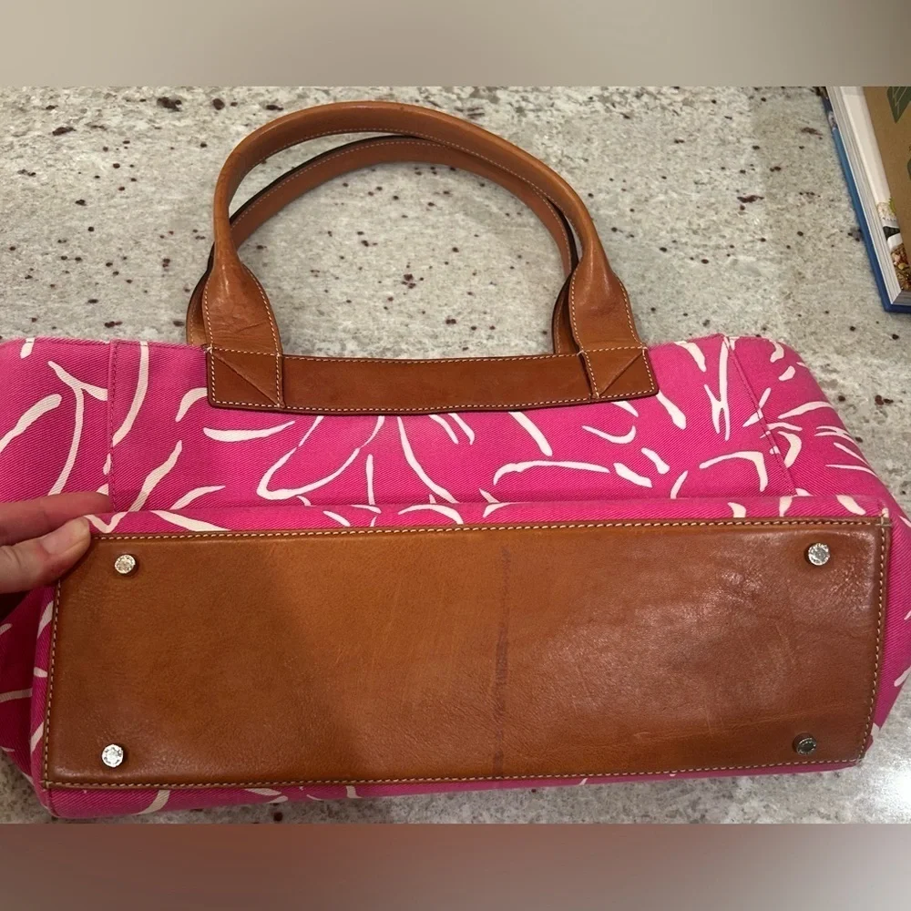 Funky spring Easter Pink floral Kate spade tote handbag purse beach bag